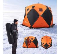 VEVOR Tienda de Campaña para Pesca en Hielo 3,47 x 1,74 x 2,3 m Naranja, Refugio para 6-8 Pescadores, Algodón Aislante, Oxford 600D, Portátil con Bolsa de Transporte, Accesorios de Cuerdas y Anclajes