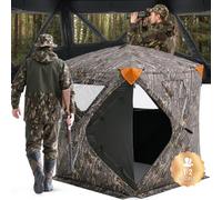 VEVOR Tienda de Caza Portátil Visión de 270° Puesto de Caza Plegable para 1 o 2 Personas con Bolsa de Transporte Tienda de Camuflaje Resistente con 3 Ventanas Horizontales, 1410 x 1410 x 1700 mm
