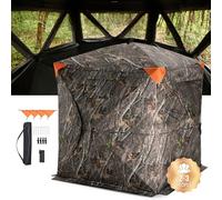 VEVOR Tienda de Caza Portátil Visión de 270° Puesto de Caza Plegable para 2 o 3 Personas con Bolsa de Transporte Tienda de Camuflaje Resistente con 3 Ventanas Horizontales, 1480 x 1480 x 1700 mm