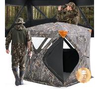 VEVOR Tienda de Caza Portátil Visión de 270° Puesto de Caza Plegable para 2 o 3 Personas con Bolsa de Transporte Tienda de Camuflaje Resistente con 3 Ventanas Horizontales, 1480 x 1480 x 1700 mm