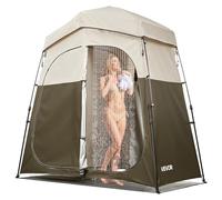 VEVOR Tienda de Ducha con Mampara y 2 Compartimentos, con Piquetas, Cuerdas y Bolsa de Transporte, Fabricada en Tejido Oxford 150D, Ideal para Acampar, Pescar en la Playa, 2140 x 1120 x 2130 mm