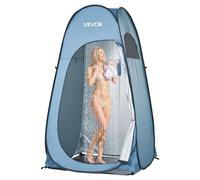 VEVOR Tienda de Ducha Plegable con Instalación Instantánea y Cambiador, Incluye Piquetas, Cuerdas y Bolsa de Transporte, de Poliéster 190T, para Camping, Playa y Pesca, Azul, 119 x 119 x 210 cm