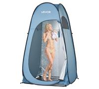 VEVOR Tienda de Ducha Plegable con Instalación Instantánea y Cambiador, Incluye Piquetas, Cuerdas y Bolsa de Transporte, de Poliéster 190T, para Camping, Playa y Pesca, Azul, 119 x 119 x 210 cm
