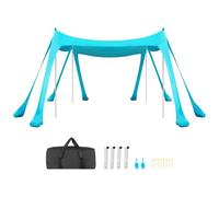 VEVOR Tienda de Playa Desplegable 3,0 x 3,0 m, 2 m de Alto, Toldo de Playa Portátil, Protección UPF 50+, con Palas y Anclaje de Arena Estacas de Tierra, para Vacaciones Viajes Camping, Verde Turquesa