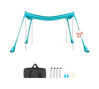 VEVOR Tienda de Playa Desplegable 3,0 x 3,0 m, Toldo de Playa Portátil, 2 m de Alto, Protección UPF 50+, 4 Polos con Sacos y Palas de Arena, Carpa Solar para Vacaciones Viajes Camping, Verde Turquesa