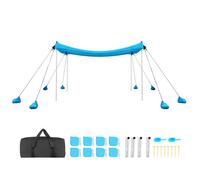 VEVOR Tienda de Playa Desplegable 3,0 x 3,0 m, Toldo Portátil de Playa, Protección UPF 50+, con Palas y Sacos de Arena Estacas de Tierra Polos, Refugio Solar para Vacaciones Viajes Camping, Color Azul