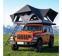 VEVOR Tienda de Techo Rígida para 2-3 Personas, Tienda de Campaña para Techo de Coche con Luz LED, Colchón Grueso y 10 Ventanas, Impermeable y Resistente al Viento, para Jeep, SUV, Camionetas