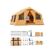 VEVOR Tienda Inflable para Acampar, Carpa Inflable de para Personas con Bomba Manual, Conector para Estufa, Puertas y Ventanas de Malla, Bolsa de Almacenamiento