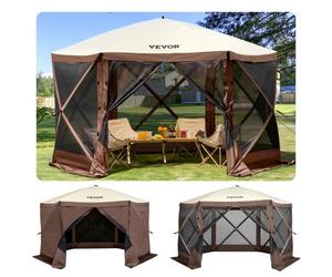 VEVOR Tienda Refugio Emergente para Acampar Parasol 3,05x3,05m Ventanas de Malla de 6 Lados Bolsa de Transporte portátil Estacas para el Suelo Tienda de campaña de Sombra para Exterior, césped, jardín