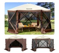 VEVOR Tienda Refugio Emergente para Acampar Parasol de 6 Lados con Ventanas de Malla, Bolsa de Transporte Portátil, Estacas para el Suelo, Tiendas de Campaña Grandes para Acampar al Aire Libre, Césped