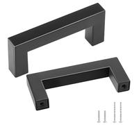 VEVOR Tiradores para Muebles de Cocina, 10 Piezas, Tiradores para Puertas de Gabinetes de Acero Inoxidable, Espacio entre Orificios Centrales 76 mm, Tiradores Cuadrados para Cocina, Baño, Negro Mate