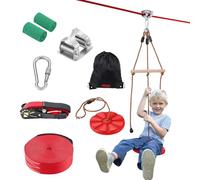VEVOR Tirolina para Niños y Adultos de 19,8 m Kit Completo de Tirolesa Carga de 227 kg Fácil Configuración con Arnés de Seguridad de Nailon, Asiento y Manillar para Jardín, Patio Trasero al Aire Libre