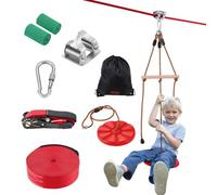 VEVOR Tirolina para Niños y Adultos de 19,8 m Kit Completo de Tirolesa Carga de 227 kg Fácil Configuración con Arnés de Seguridad de Nailon, Asiento y Manillar para Jardín, Patio Trasero al Aire Libre