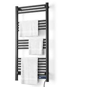 VEVOR Toallero Eléctrico de Baño 18 Barras Seca Toallas de Pared Negro | Montaje en Pared, con Pantalla Táctil y Temporizador, Impermeable IPX4, Protección Sobrecalentamiento, Aleación de Aluminio