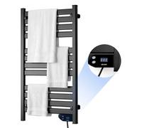 VEVOR Toallero Eléctrico de Baño Radiador Toallero Eléctrico de Pared Negro | Seca Toallas de Pared 12 Barras, Pantalla Táctil, Temporizador Integrado, Impermeable IPX4, Protección Sobrecalentamiento