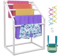 VEVOR Toallero Independiente de 5 Barras Toallero de Baño Blanco Toallero de PVC Carga de 25 kg Organizador de Servilletas Fácil de Montar Colgador de Toallas para Piscina Baño Spa Exterior Interior