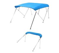 VEVOR Toldo Bimini para Barco 4 Arcos, de Poliéster 600D, Aleación de Aluminio, Impermeable y Parasol, Bolsa de Almacenamiento, 2 Postes de Soporte, 4 Correas, 240 x 229,5 x 137 cm, Azul Pacífico