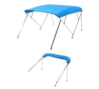 VEVOR Toldo Bimini para Barco 4 Arcos, de Poliéster 600D, Aleación de Aluminio, Impermeable y Parasol, Bolsa de Almacenamiento, 2 Postes de Soporte, 4 Correas, 244 x 173 x 137 cm, Azul Pacífico