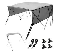 VEVOR Toldo Bimini para Barco con 4 Aros Toldo para Sol 243x137x216-228 cm Estructura de Aluminio Lona de Poliéster 600D Paredes Laterales de Malla Desmontables Toldo para Barca de Cabina de Velero