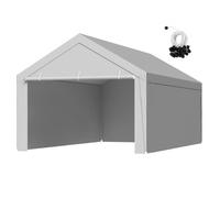 VEVOR Toldo de Repuesto para Cochera de 365x601 cm, Carpa de Garaje para Coche con Paredes Laterales, Refugio para Vehículos Tela de Polietileno Resistente a los Rayos UV, Gris, Marco No Incluido