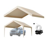 VEVOR Toldo de Repuesto para Cochera de 6,09 x 3,65 m, Carpa de Garaje para Coche Tela de Polietileno Resistente a los Rayos UV, para Cubrir Vehículos, Maquinaria Agrícola, Beige, Marco No Incluido