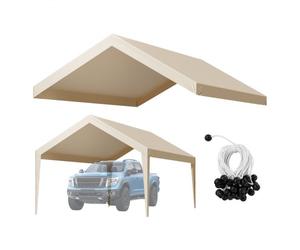 VEVOR Toldo de Repuesto para Cochera de 6,09 x 3,65 m, Carpa de Garaje para Coche Tela de Polietileno Resistente a los Rayos UV, para Cubrir Vehículos, Maquinaria Agrícola, Beige, Marco No Incluido