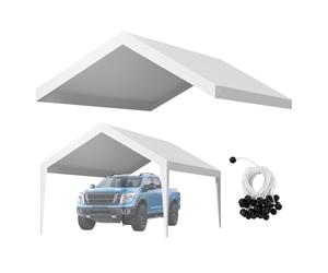 VEVOR Toldo de Repuesto para Cochera de 6,09 x 3,65 m, Carpa de Garaje para Coche Tela de Polietileno Resistente a los Rayos UV, para Cubrir Vehículos, Maquinaria Agrícola, Blanco, Marco No Incluido