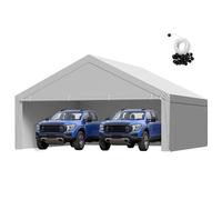 VEVOR Toldo de Repuesto para Cochera de 6,09 x 6,09 m, Carpa de Garaje para Coche con Paredes Laterales, Refugio para Vehículos Tela de Polietileno Resistente a los Rayos UV, Gris, Marco No Incluido