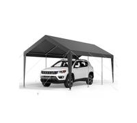 VEVOR Toldo Exterior para Coche 3,05 x 6,09 x 2,87 m Cochera Portátil Galvanizado Resistente, Resistente a los Rayos UV y al Agua Cobertizo de Almacenamiento para Coche, Barco, Motocicleta, Gris