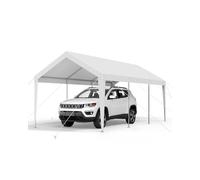 VEVOR Toldo Exterior para Coche 3,05 x 6,09 x 2,87 m Cochera Portátil Galvanizado Resistente, Resistente a los Rayos UV y al Agua Cobertizo de Almacenamiento para Coche, Barco, Motocicleta, Blanco