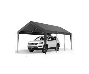 VEVOR Toldo Exterior para Coche 3,05 x 6,09 x 2,87 m Cochera Portátil Galvanizado Resistente, Resistente a los Rayos UV y al Agua Cobertizo de Almacenamiento para Coche, Barco, Motocicleta, Gris