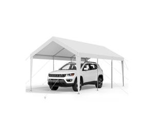 VEVOR Toldo Exterior para Coche 3,05 x 6,09 x 2,87 m Cochera Portátil Galvanizado Resistente, Resistente a los Rayos UV y al Agua Cobertizo de Almacenamiento para Coche, Barco, Motocicleta, Blanco