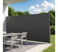 VEVOR Toldo Lateral Retráctil 185 x 420 cm, Pantalla Privacidad Exterior, Protector Solar a Prueba de Viento, Biombo Impermeable, Marco de Metal, para Patio Balcón Jardín Terraza Piscina, Color Gris