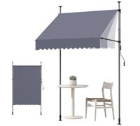 VEVOR Toldo Manual Retráctil 150 cm, Toldo Enrollable Exterior, Altura Ajustable 210 - 310 cm, Protección Solar, Manivela Articulada, sin Taladro, Parasol Impermeable para Jardín Patio Balcón Terraza