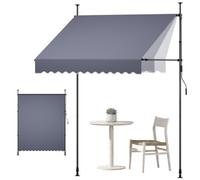VEVOR Toldo Manual Retráctil 200 cm, Toldo Enrollable Exterior, Altura Ajustable de 210 - 310 cm, Manivela Articulada, Protección Solar UV, Instalación sin Taladro, para Jardín Patio Balcón Terraza