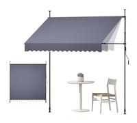 VEVOR Toldo Manual Retráctil 250 cm, Toldo Enrollable Exterior, Altura Ajustable, Protección Solar UV, Estructura de Aluminio, Manivela Articulada, Instalación sin Taladro, Parasol para Jardín Balcón