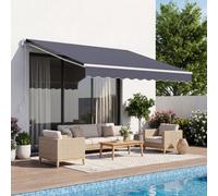 VEVOR Toldo Manual Retráctil 300 x 250 cm, Toldo Enrollable Exterior con Manivela Articulada, Soporte de Aluminio, Ángulo Ajustable, Protección Solar, para Jardín Patio Balcón Terraza, Gris Oscuro