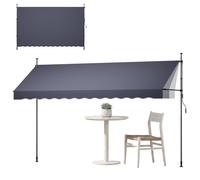 VEVOR Toldo Manual Retráctil 400 cm, Toldo Enrollable Exterior, Parasol Plegable Impermeable con Manivela Articulada, Altura Ajustable, Instalación sin Taladro, para Jardín Terraza Balcón, Gris Oscuro