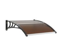 VEVOR Toldo para Puerta de Entrada 965x1017 mm Marquesina para Puerta Exterior de Policarbonato Toldo para Ventana Soporte de ABS Resistente UPF 50+ Protección contra Rayos UV, Lluvia y Nieve, Marrón