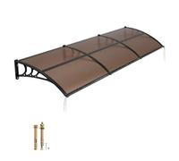 VEVOR Toldo para Puerta de Entrada Marquesina para Puerta Exterior de Policarbonato Toldo para Ventana Soporte de ABS Resistente UPF 50+ Protección contra Rayos UV (Marrón, 965 x 2975 x 275 mm)
