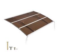 VEVOR Toldo para Puertas y Ventanas con Drenaje 150x100 cm, Tejadillo de Protección para Entrada con Soporte de ABS, Protección contra Lluvia, Nieve, Sol, Toldo de Policarbonato para Porche, Marrón