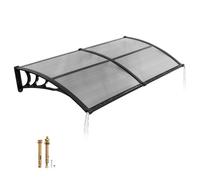 VEVOR Toldo para Puertas y Ventanas con Drenaje 198,7x96,5 cm, Tejadillo de Protección para Entrada con Soporte de ABS, Protección contra Lluvia, Nieve, Sol, Toldo de Policarbonato para Porche, Gris