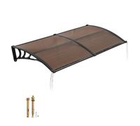 VEVOR Toldo para Puertas y Ventanas con Drenaje 198,7x96,5 cm, Tejadillo de Protección para Entrada con Soporte de ABS, Protección contra Lluvia, Sol, Toldo de Policarbonato para Porche, Marrón