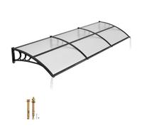 VEVOR Toldo para Puertas y Ventanas con Drenaje 297,5 x 96,5 cm, Tejadillo de Protección para Entrada con Soporte de ABS, Protección contra Lluvia, Toldo de Policarbonato para Porche, Transparente