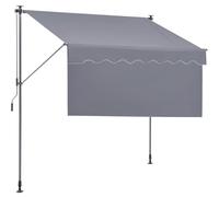 VEVOR Toldo Retráctil de 2 x 1,2 m, Toldo Manual para Terraza Altura Ajustable, Resistente al Viento y a los Rayos UV, con Cortina Parasol de 1 m y Manivela para Terraza, Patio Trasero, Jardín, Balcón
