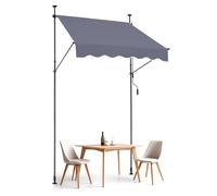 VEVOR Toldo Retráctil para Patio de 1,5x1,2 m Toldo Parasol con Manivela Manual Toldo para Patio al Aire Libre Altura Ajustable de 218 a 310 cm para Patio, Terraza, Jardín, Balcón, Gris Oscuro