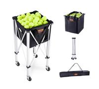 VEVOR Tolva Plegable para Pelotas de Tenis para 150 Pelotas de Tenis, Carrito Ligero de Aleación de Aluminio con Ruedas con Bolsa Extraíble, Carrito de Enseñanza Deportiva Portátil para Tenista