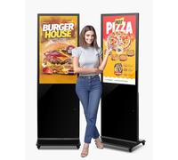 VEVOR Tope digital para clientes, pantalla publicitaria (tamaño de pantalla de 109 cm), pantalla LCD UHD de 2 K, 2 GB de RAM y 32 GB de ROM, pantalla de pie con WiFi, entrada HDMI/USB, pantalla táctil