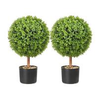 VEVOR Topiario Artificial de Boj 559 mm Bola de Boj Artificial 2 Plantas Falsas con 10 Hojas Reemplazables 4 Mariposas Decorativas para Decoración de Exterior Interior Jardín, Terraza, Balcón, Entrada