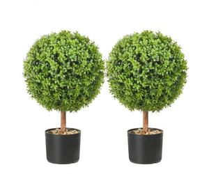 VEVOR Topiario Artificial de Boj 559 mm Bola de Boj Artificial 2 Plantas Falsas con 10 Hojas Reemplazables 4 Mariposas Decorativas para Decoración de Exterior Interior Jardín, Terraza, Balcón, Entrada